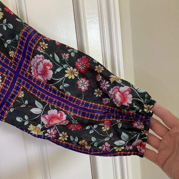 Johnny Was Womens Lookout Electra Silk Printed Tunic Shirt Size XS Boho Hippie‎ - Picture 5 of 11